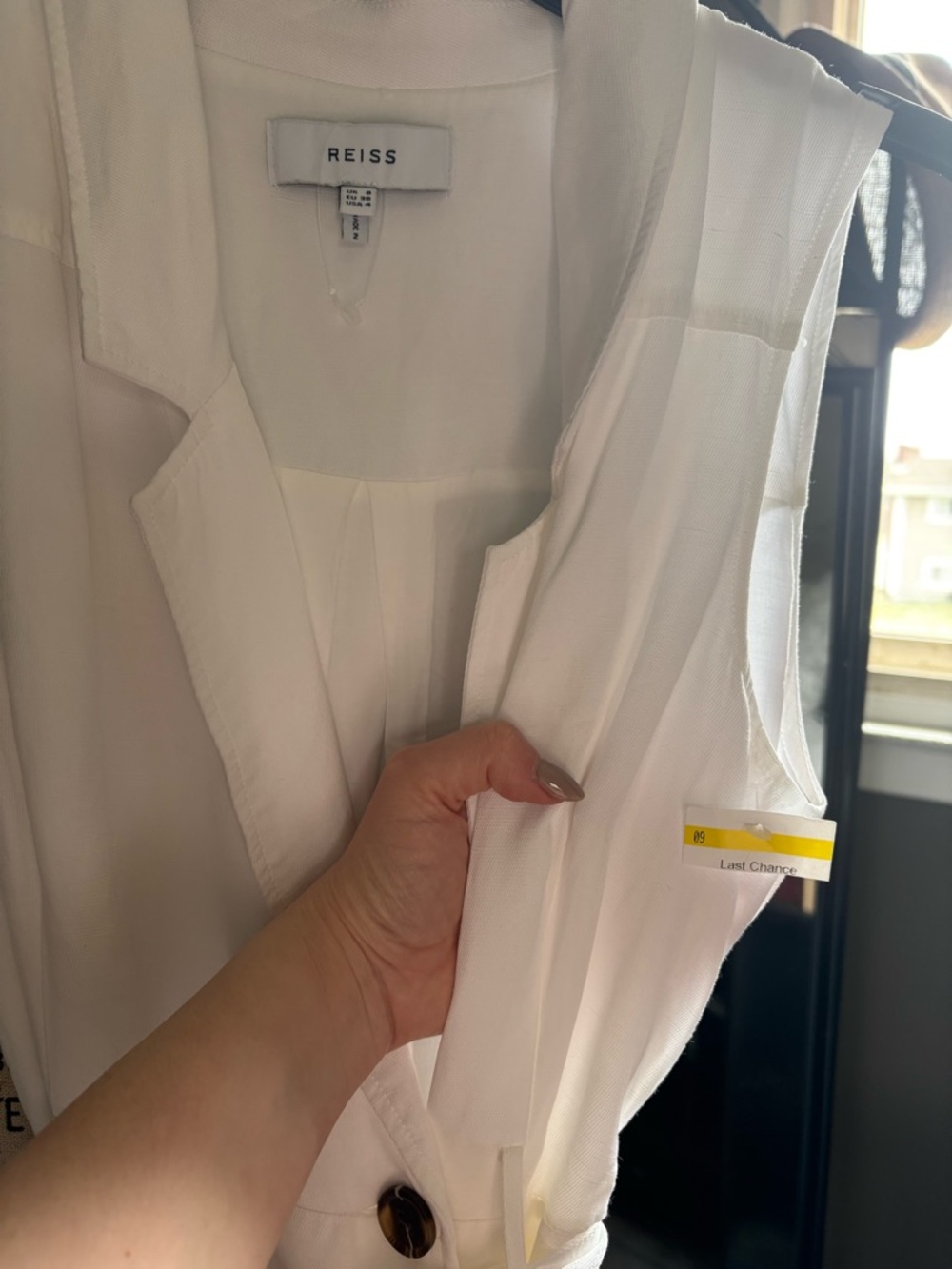 Reiss// Mariah//Linen Blend Dress// White// USA 4 - Picture 7 of 10